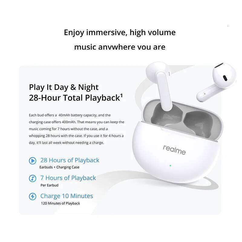 Global Version Realme Buds T True Wireless AI Noise Cancelling TWS Earphone Bluetooth Hour Battery Life IPX