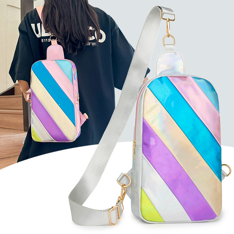 Women's Bag New Fashion Rainbow Color Block Luxury Bag Crossbody Bag Wholesale Fashion Designer Bag Retro Shoulder Bag Lightweight Chest Bag