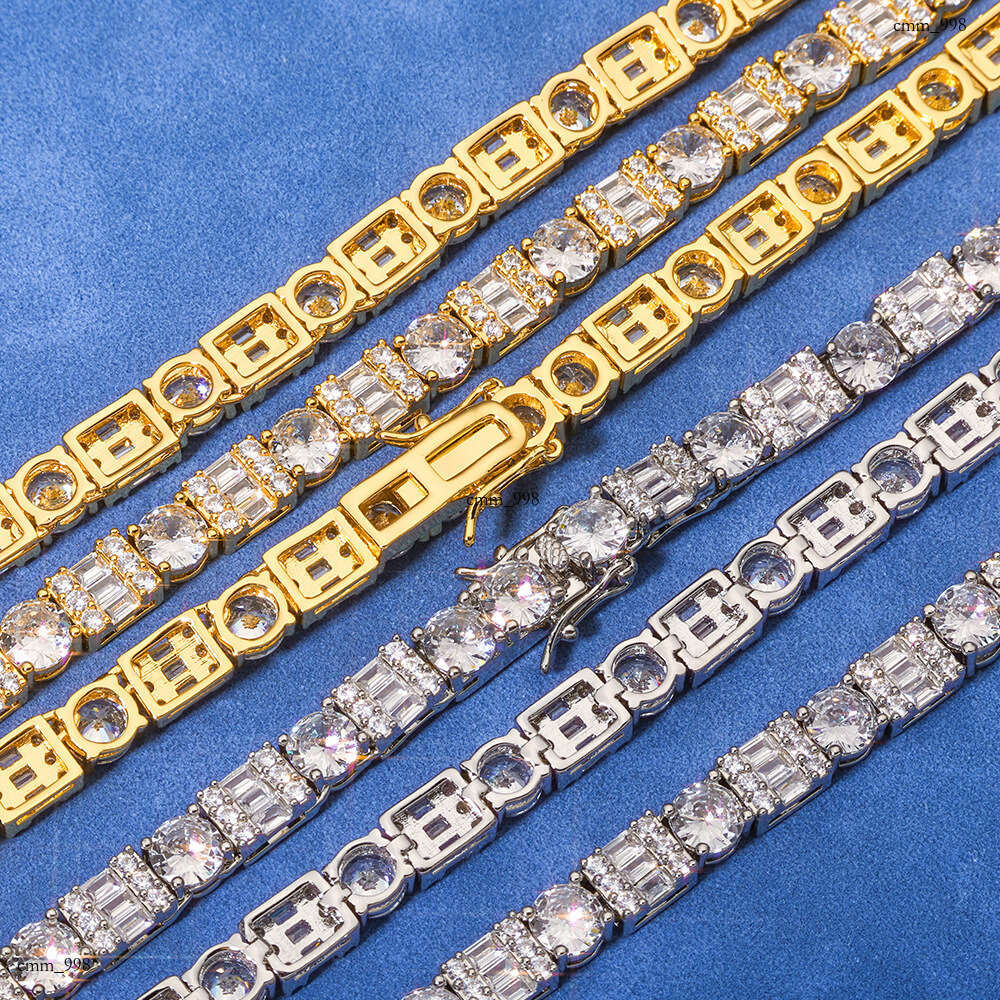 Hip-Hop 6.5mm Clasp Square Round Mixed Zircon Versatile High-End Men's Bracelet