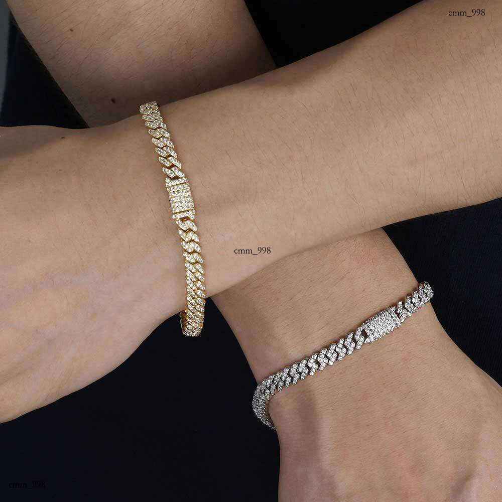 Hip Hop 6mm Single Row Full Zircon Cuban High-end Accessories Men's Bracelet Jewelry