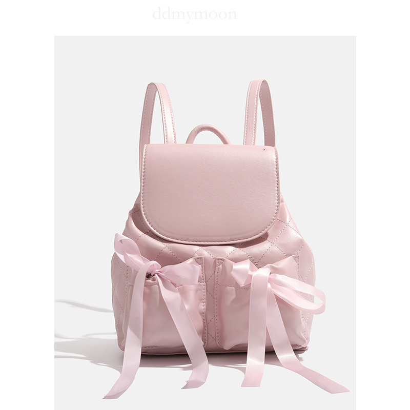 Summer Ballet Sports Style Sweet Bow Double Pocket Backpack ddmymoon
