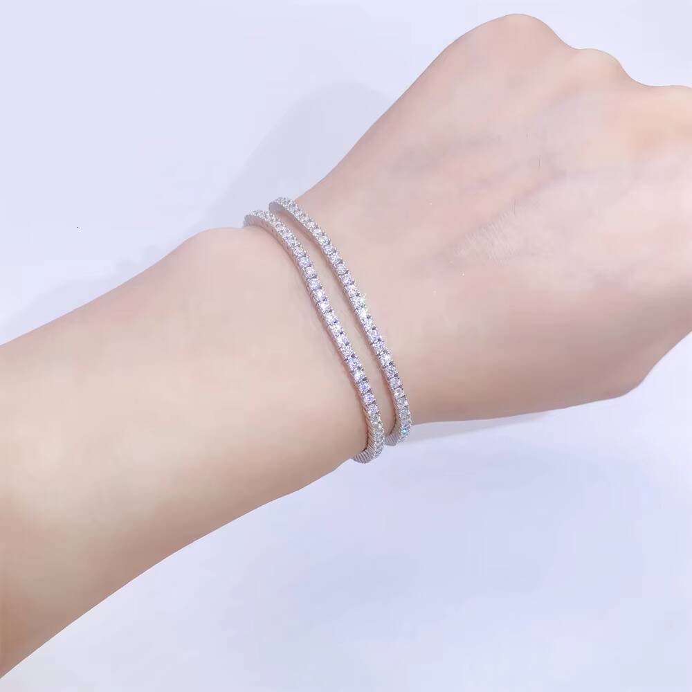 Hot Selling Trendy 2021 Moissanite Silver 2MM 3MM 4MM 5MM Tennis Bracelet Mens Womens Jewelry Chain Bracelet