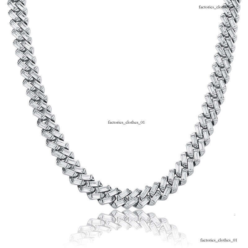INS 12mm Square Moissanite chain Spring Clasp Cuban Necklace Unisex Hip Hop Bracelet Jewelry