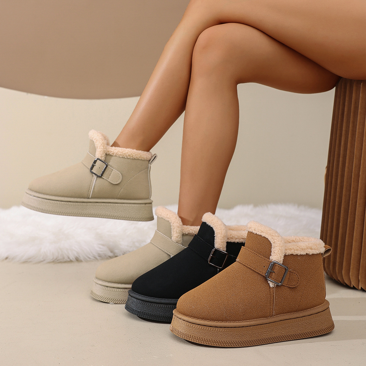 new Free delivery designer woman boots Cotton boots with fleece short tube snow boots for warmth cotton shoes