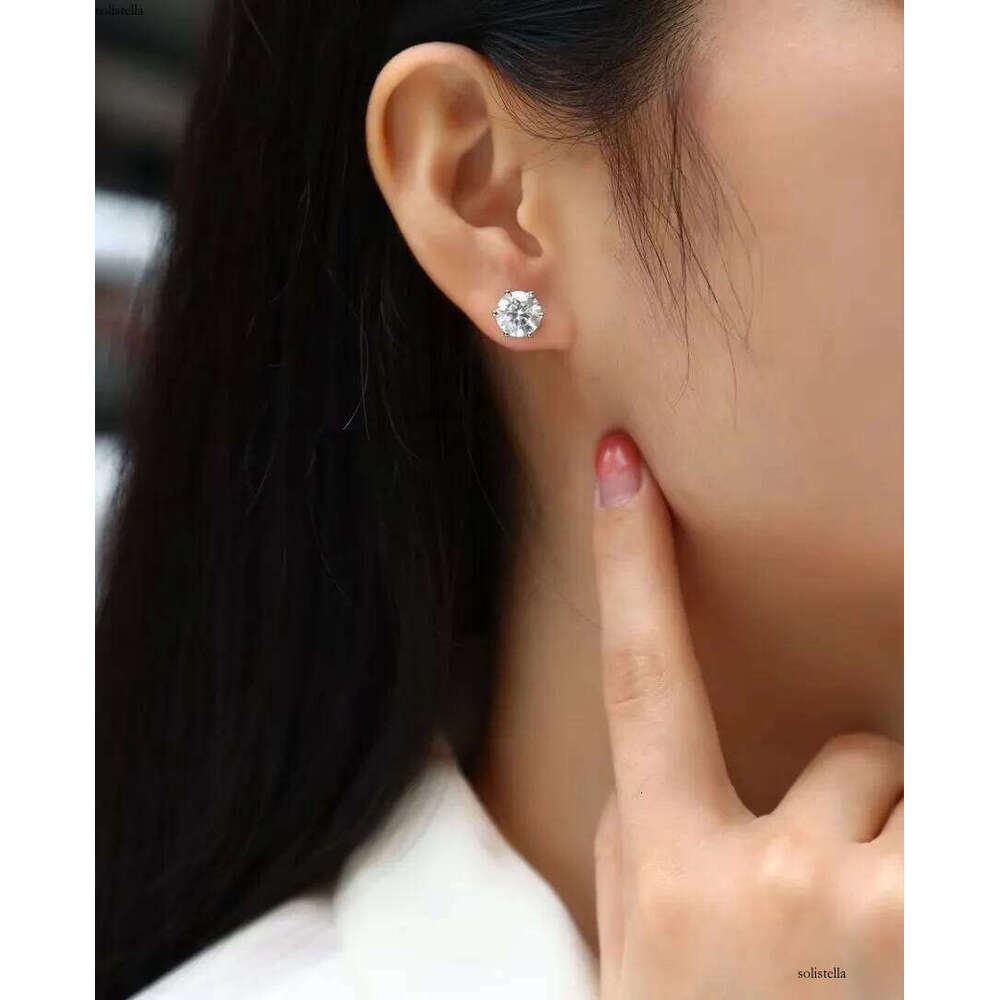 2CT 3CT Gold Plated Sterling Sier Vvs Moissanite Stud Earrings With Gra Certificate