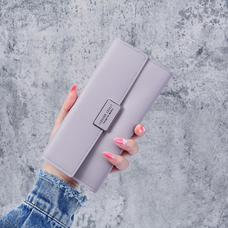 Factory Direct Sale Women's Wallet Korean Style 70% Off Long Plaid Buckle Clutch Multi-card Slot PU Leather Wallet Luxury Bag Card Holder