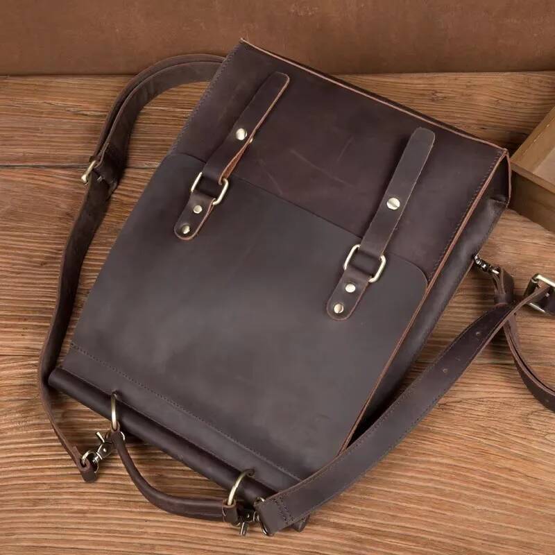 Mad horse leather, cowhide, trendy genuine leather for men, school bags, casual outdoor backpacks high-quality