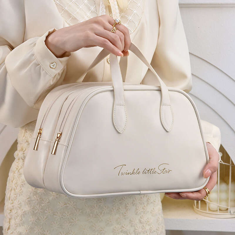 New Double-Layer Portable Makeup Organizer Fashion PU Skincare Storage Handheld Enhancing Beauty Toiletry Bag