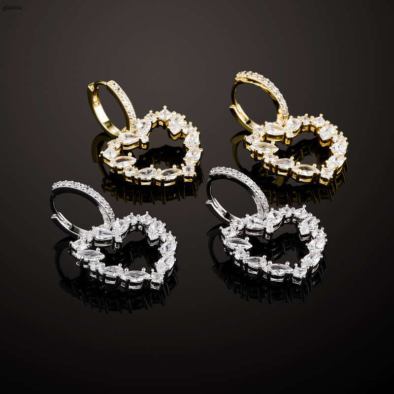 Exquisite Small Irregular Zircon Heart for Women Simple Versatile High-end Sense Temperament Earrings Gold Jewelry