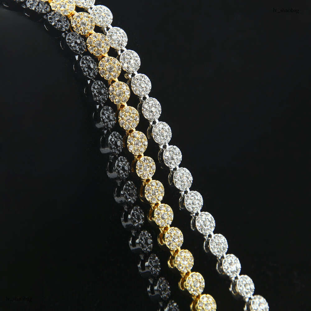 HipHop Personality High-Quality Men's Round Single Row Necklace Hip-Hop Rap Full Rhinestone Jewelry