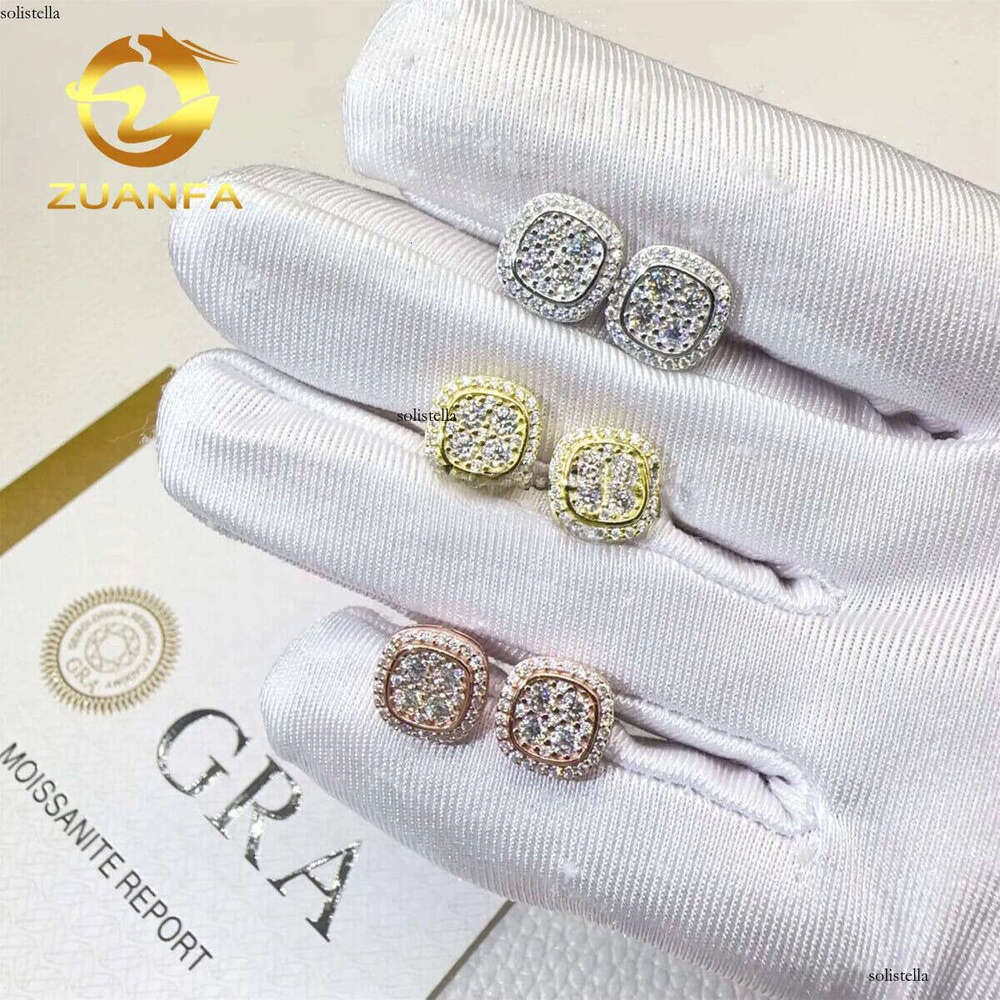 Wholesale Lowest Price GRA Certificates Iced Out Hip Hop Sier Flawless Moissanite Dia Stud Earrings Men