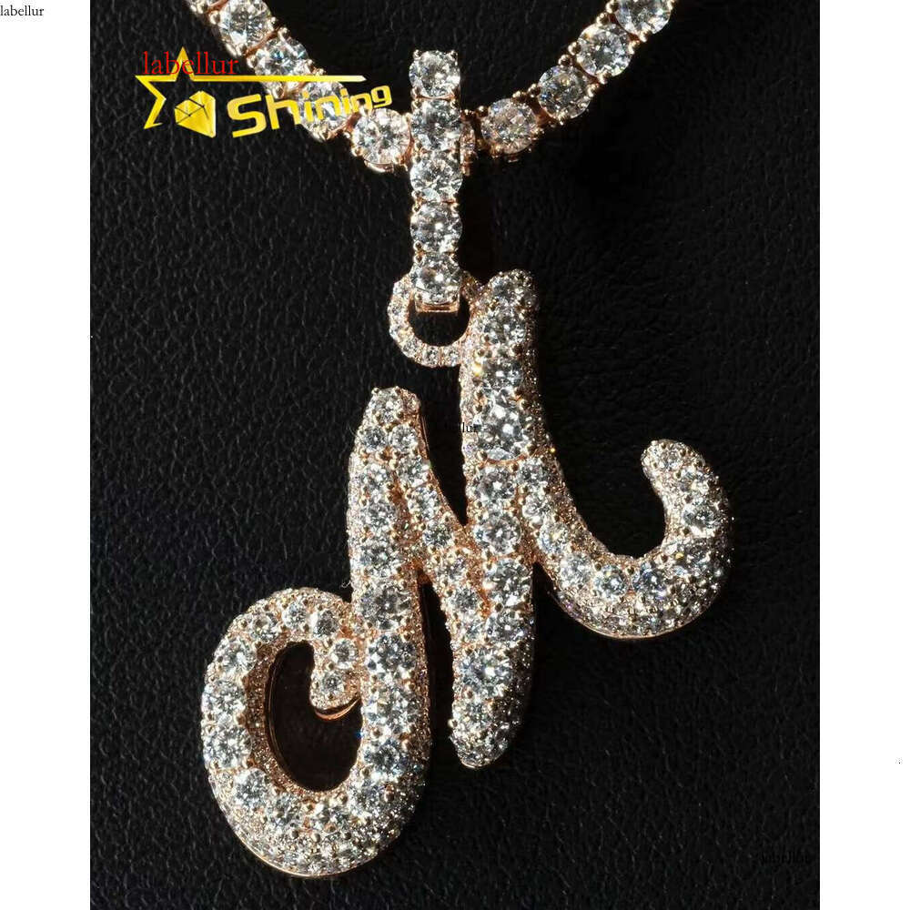Premium Jewelry Initial Charm Rose Gold Plated Sier Iced Out VVS Cubic Zirconia Hip Hop Customizable Letter Pendant