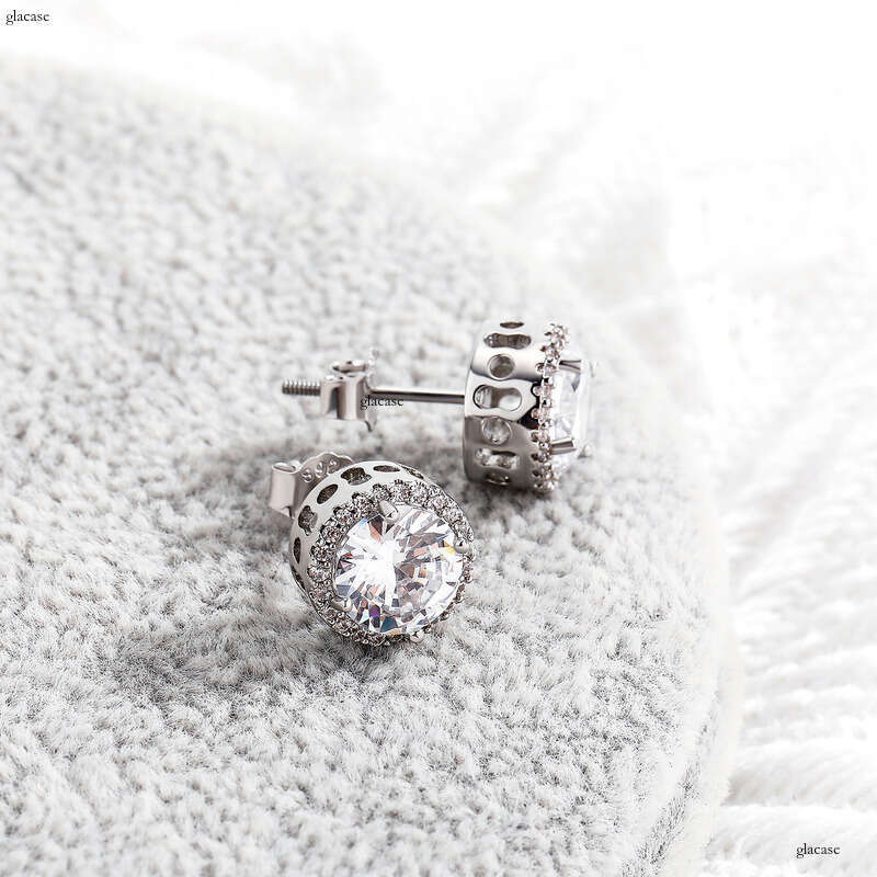 INS Minimalist Style Large Zircon Jewelry EarringIced Out VVS Needle Personality Fashion Accessories