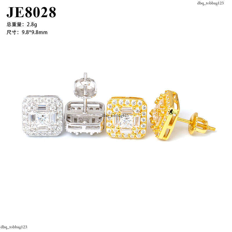 ICED OUT Earrings Moissanite Irregular Inlay Sier Real Gold Plating