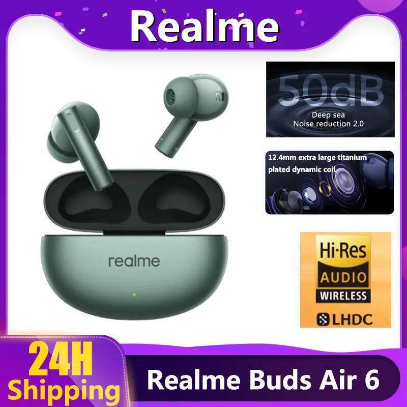 Official Realme Buds Air TWS Earphone Db Active Noise Cancelling True Wireless Headphone Bluetooth Hour Battery Life