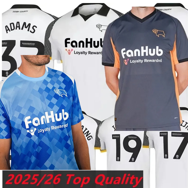 Derby 25 26 County Vintage Football Shirt Kit 2025 26 Home Away Soccer Jersey Men Kids Fans COLLINS YATES OSBORN NYAMBE Tops Trikot