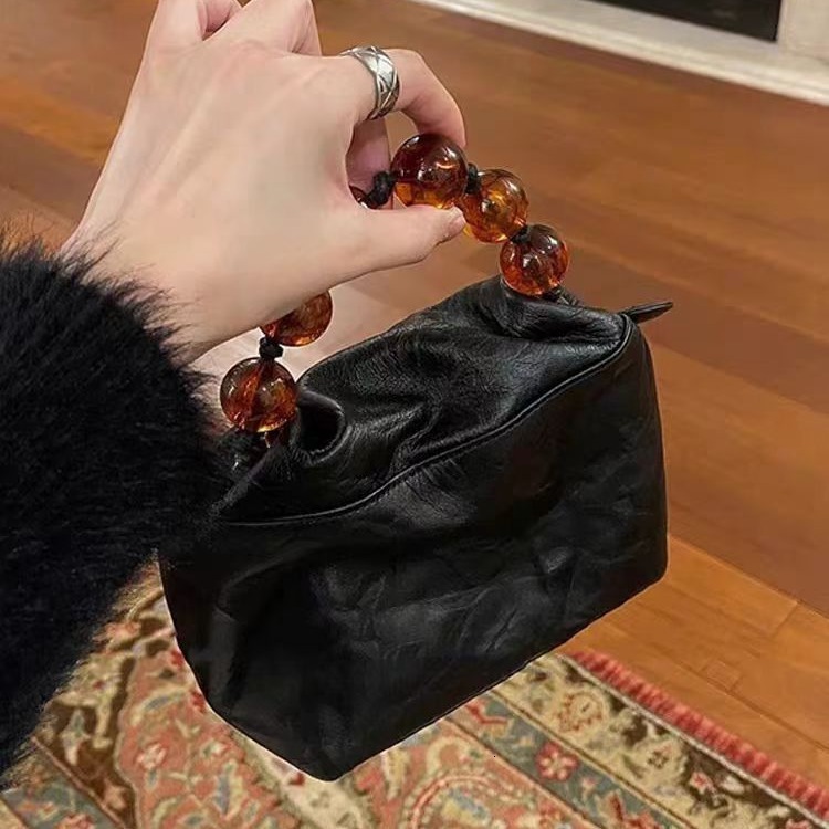 2025 New High-End Wrinkled Commuter Beaded Handbag Crossbody Bag ddmymoon
