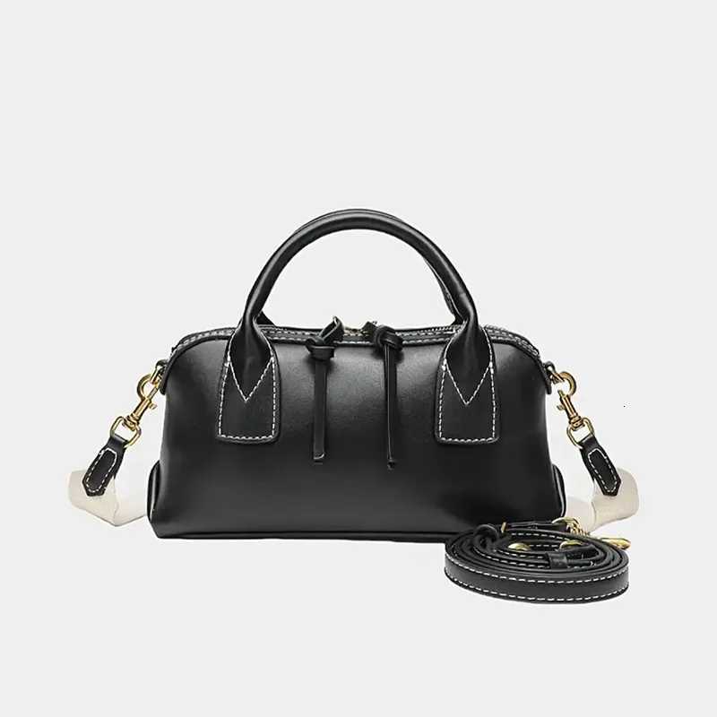 Brand Wide Shoulder Strap Design Handbag Fashion Luxury Mini Purse High-end Leather Niche Bowling Boston Shoulder Crossbody Bag Z250809