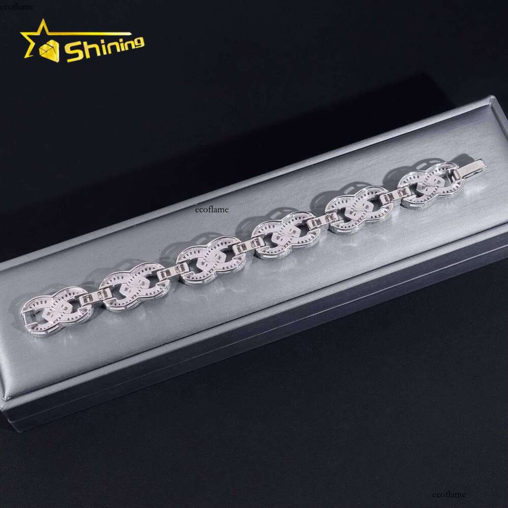 GRA Verified Cross Franco Design 15mm Sier White Gold Jewelry Iced Out VVS Baguette Moissanite Infinity Cuban Bracelet