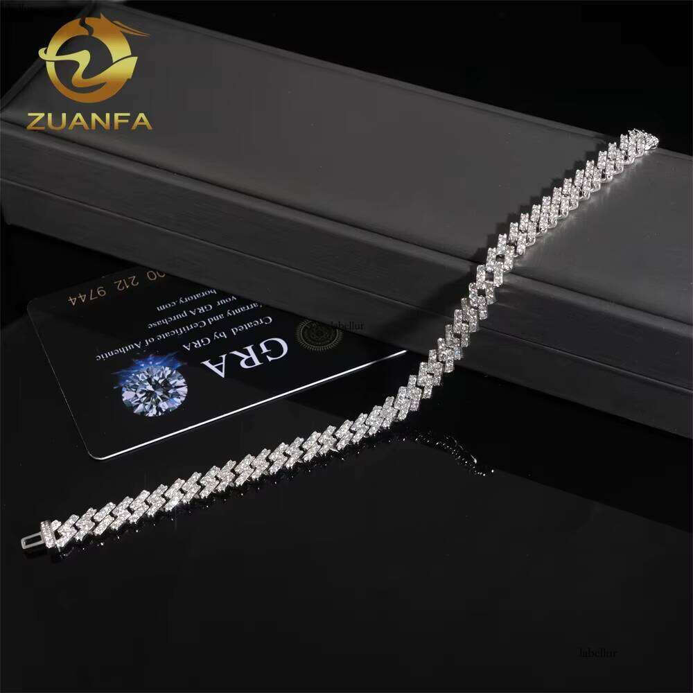 7Mm 1Row High Quality Moissanite Hip Hop Sier Iced Cuban Chain Bracelet With GRA Certificate