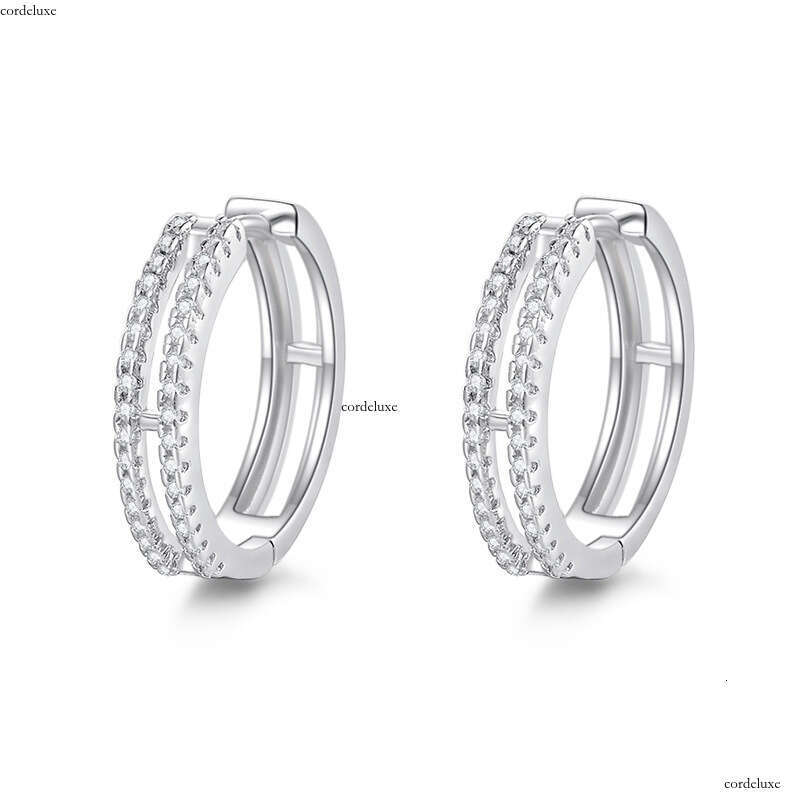 Hollow Double Layer Earrings for Women, Pure Sier, Niche Design, Exquisite Clips, Simple Ins Style, Elegant Ear Accessories