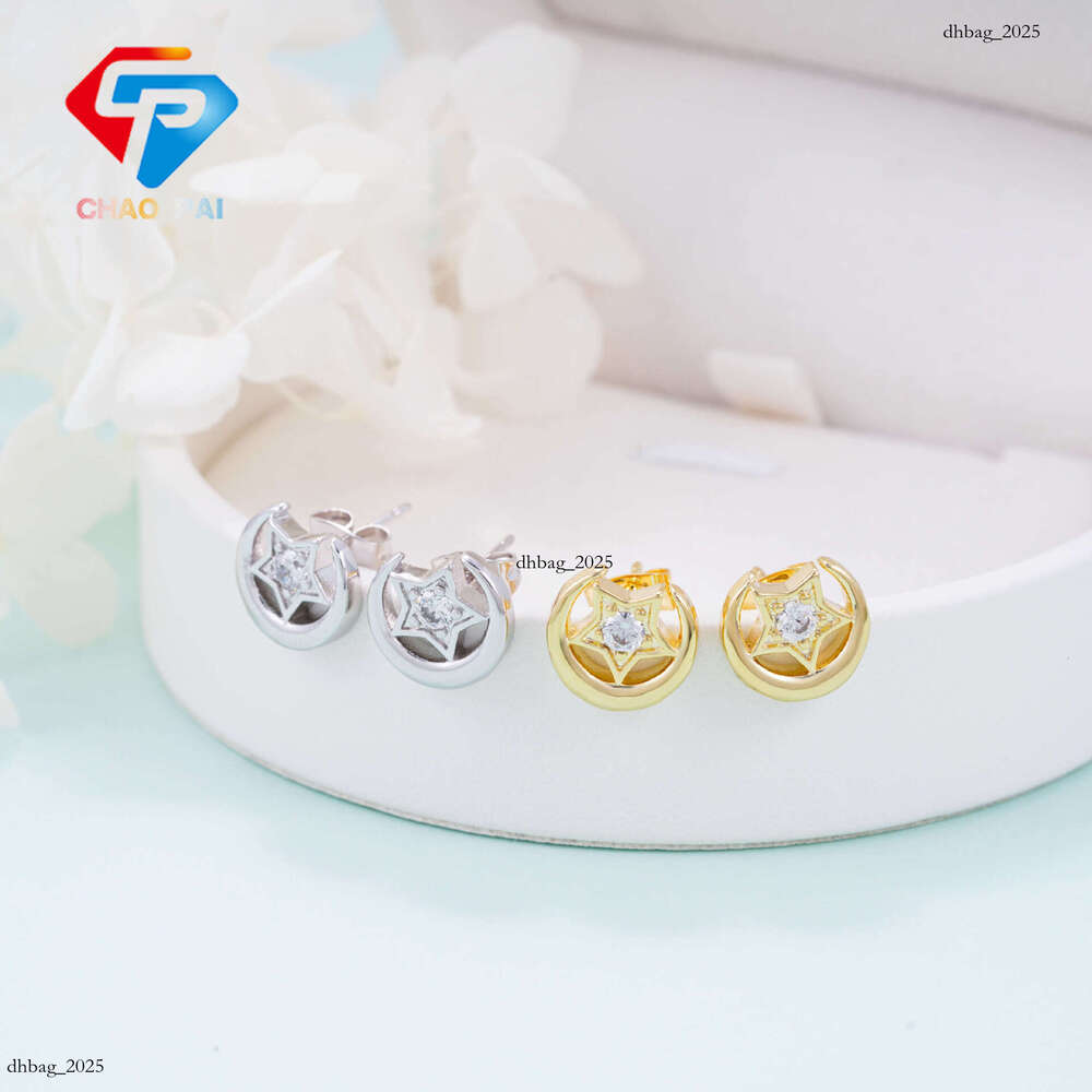 ICED OUT New Creative Moon Star Sier Moissanite Trendy Must-Have Earrings