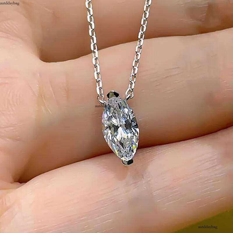 Choucong Brand New Solitaire Pendant Jewelry Sterling Sier Gold Marquise White 5A Cubic Zircon CZ Dia Gemstones Party Women Clavicle Necklace