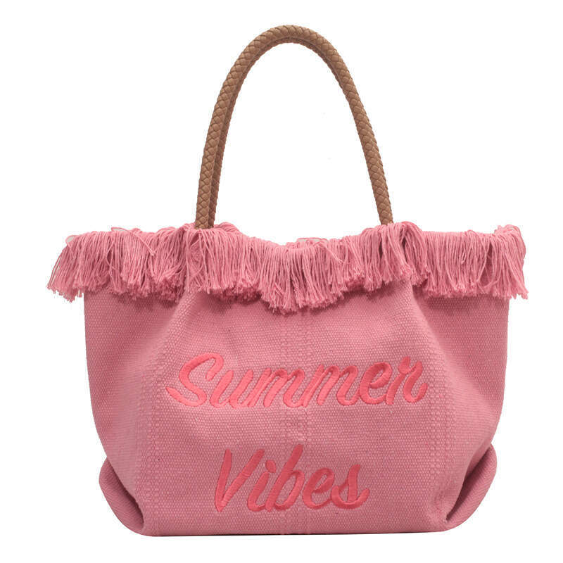Designer Bags New Simple Solid Color Stylish Niche Beach Fashion Tassel Large Capacity Tote Bag