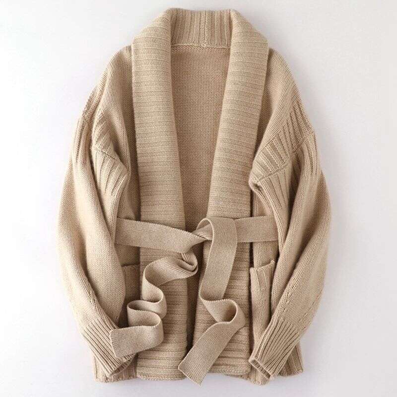 V-Neck Temperament Knitting Cardigan Autumn/Winter 2024 New Loose Fried Dough Twists Medium Length Sweater Women's Coat