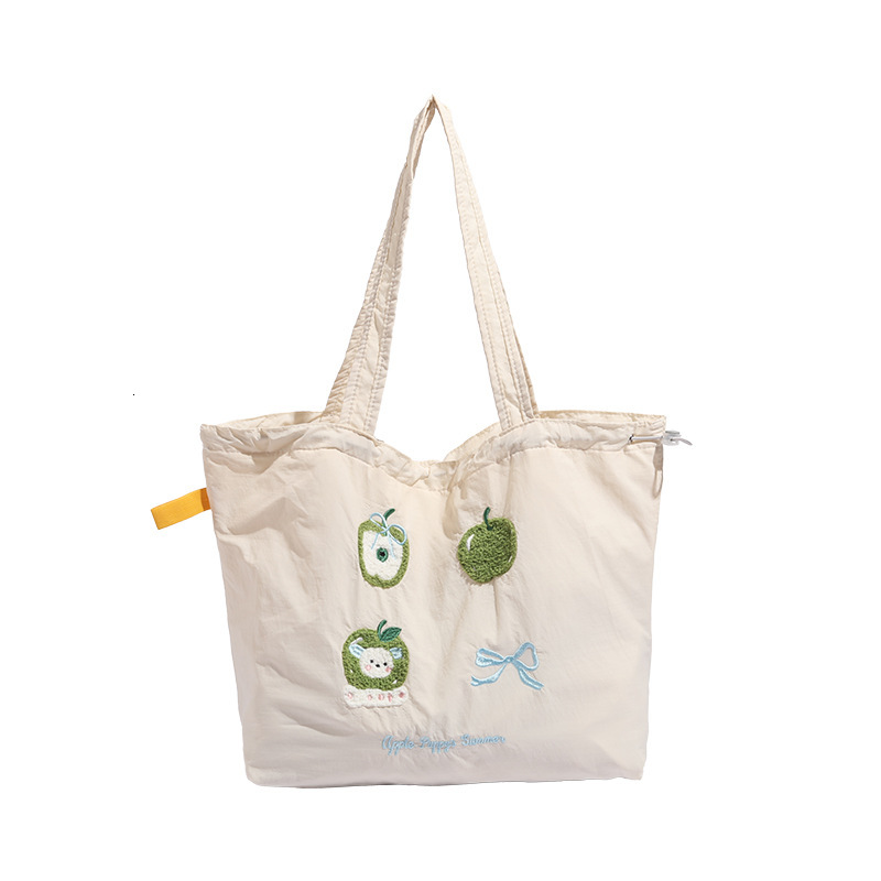 Fresh Apple Pattern Canvas Large Capacity Casual Commuter Tote Shoulder Underarm Bag ddmymoon
