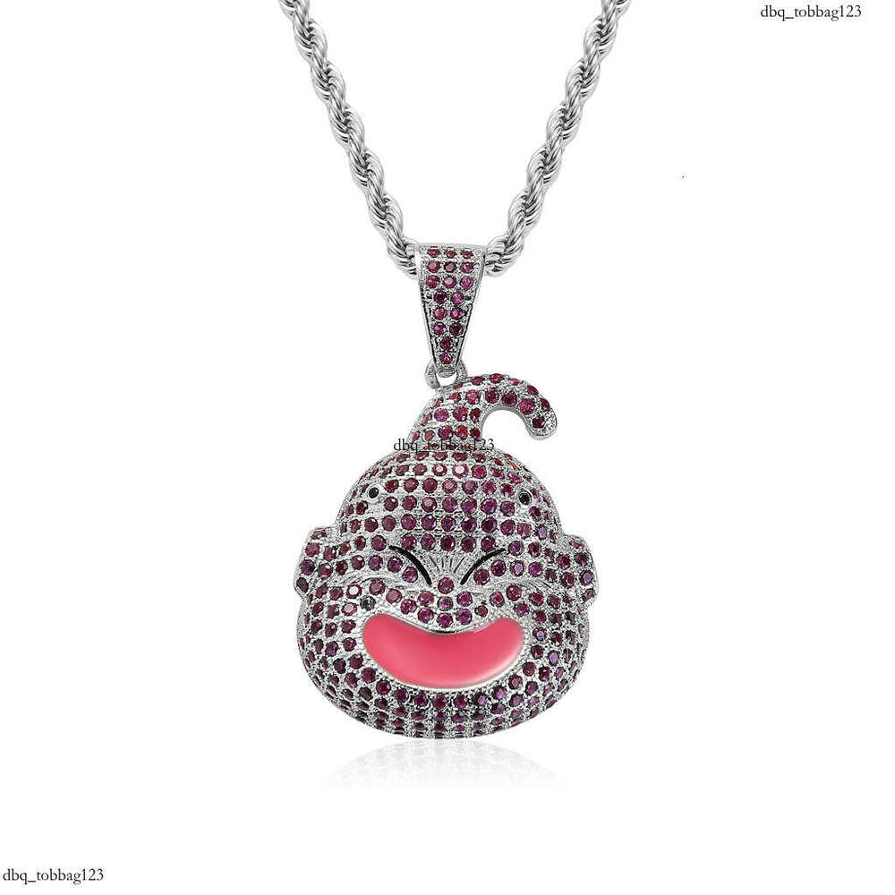 Dragon Ball Fat Buu Main Character Avatar Pendant Trendy Full Moissanite chain Colorful Necklace Hip-Hop Accessories