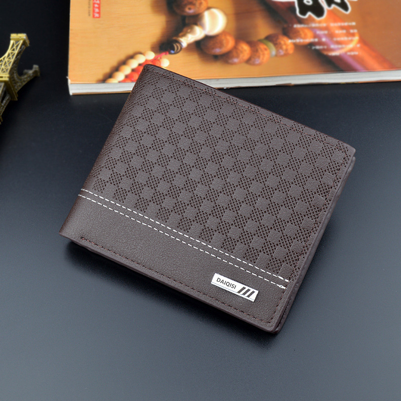 New Men's Wallet Short Fashion Simple Plaid Thin Wallet For Luxury Bag Men Designer Bag Youth Large Capacity Horizontal Soft Leather Wallet