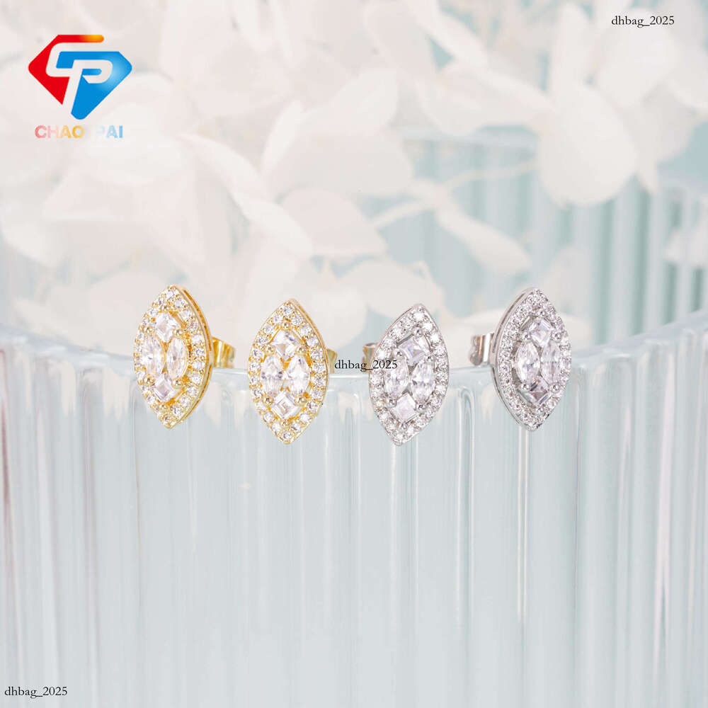 ICED OUT New Creative Oval Sier Moissanite Full Inlay Trendy Must-Have Earrings