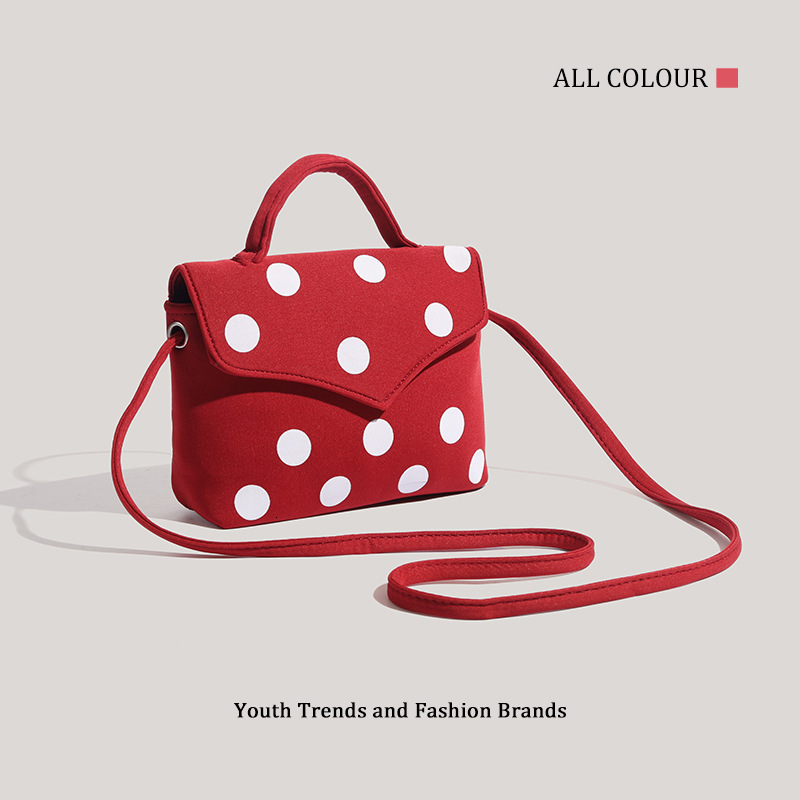 Red Polka Dot Handbag for Women 2025 Fashion Versatile Commuter Shoulder Crossbody Bag ddmymoon