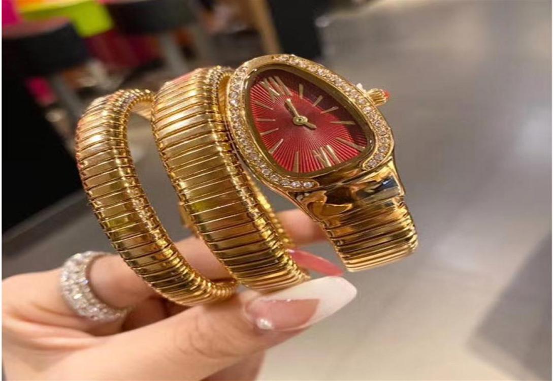 Luxury lady Bracelet Women Watch gold snake Wristwatches Top brand diamond Stainless Steel band Womens Watches for ladies Christma8056354