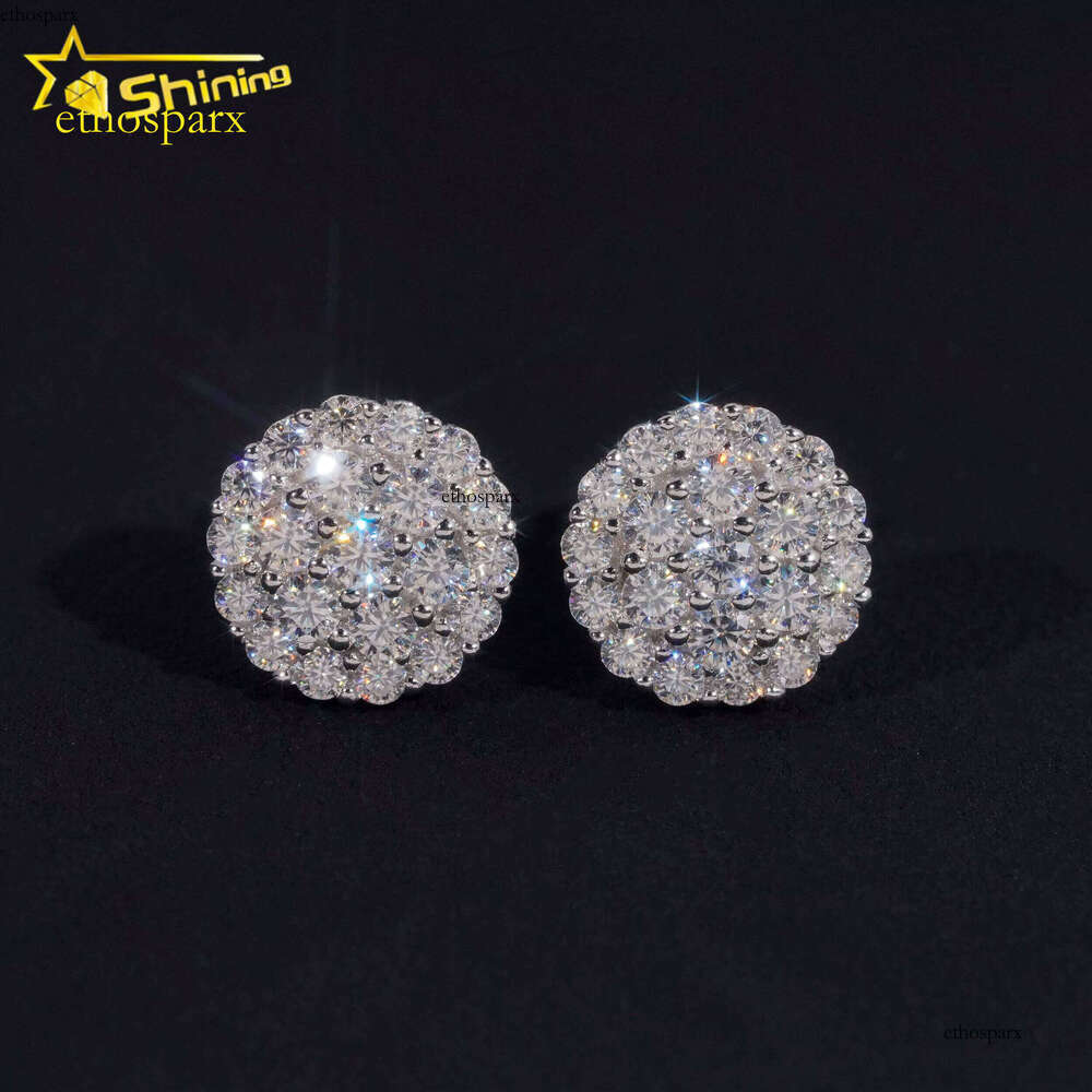 Pass Tester GRA Certified Stocks VVS Dia Fully Iced Out Sier Jewelry Moissanite Stud Earrings