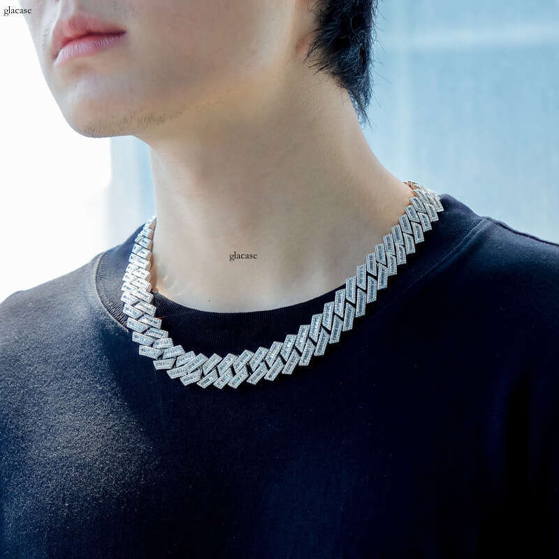 New 18MM Dia-Shaped Hip-Hop Spring Clasp Cuban Chain Necklace Bracelet Unisex Trendy Accessories