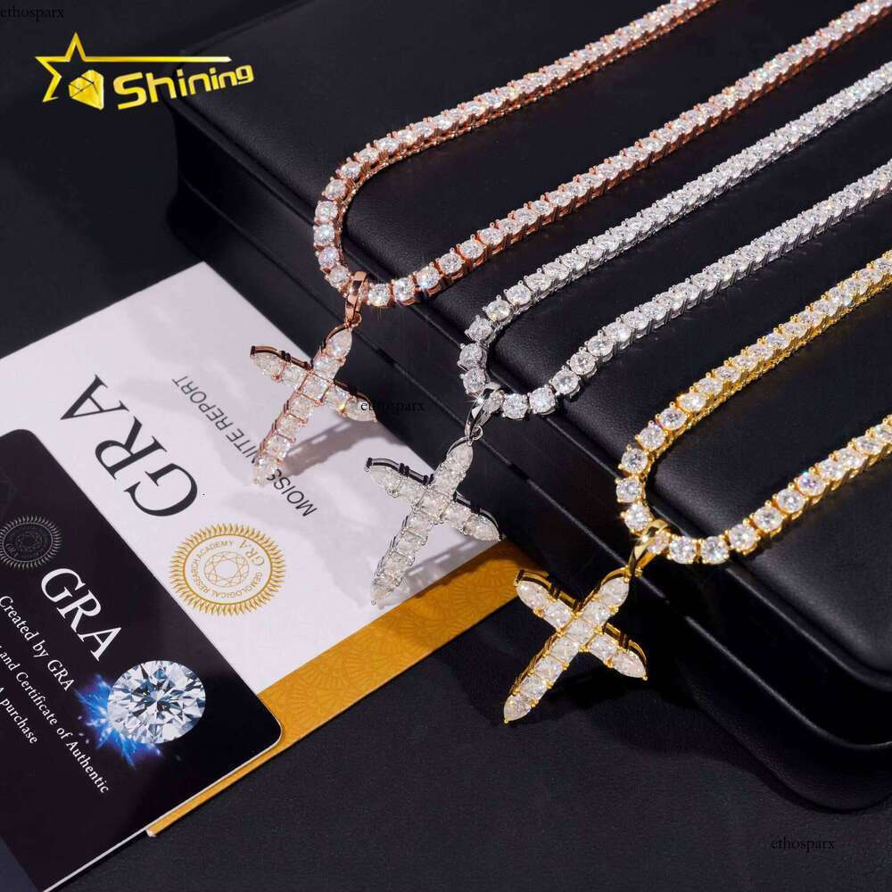 VVS Dia Iced Out Sier Hip HopJewelry Moissanite Custom Cross Pendant