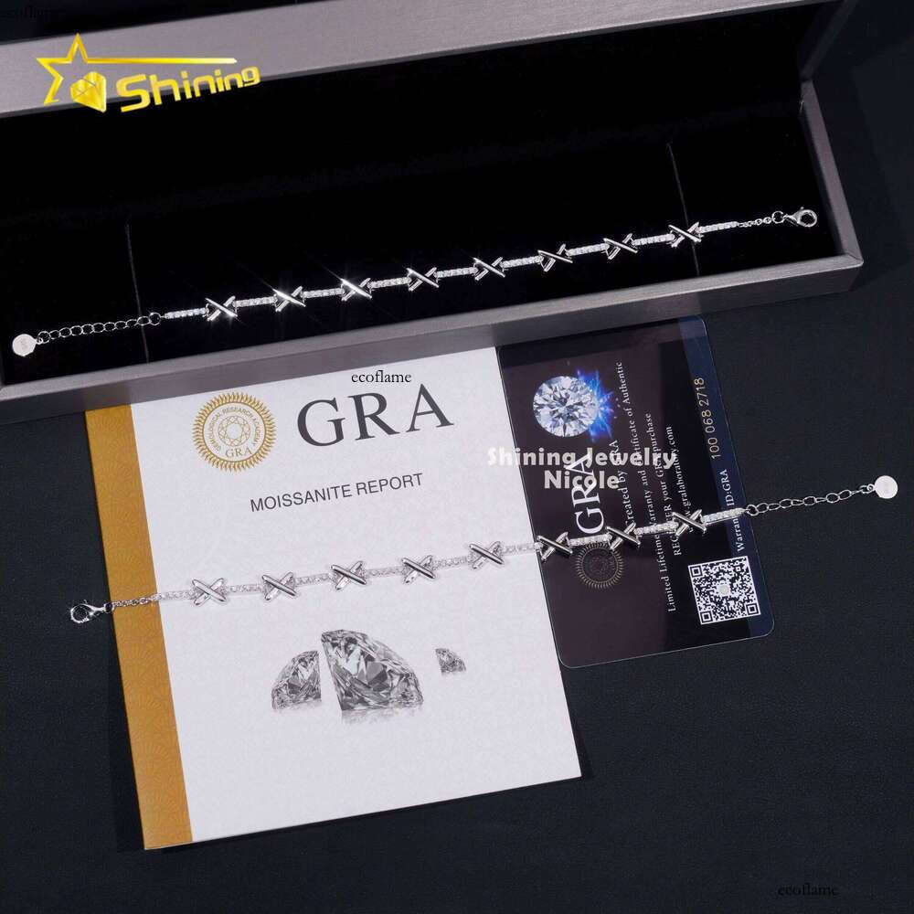 New Arrivals High Quality Fashion X Extension Chain Iced Out Sier Moissanite Bracelet