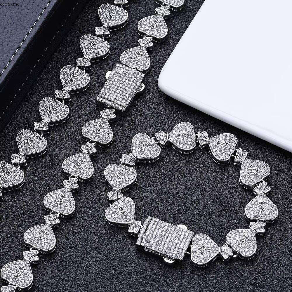 NUOYA Women's Dia Sier Gold Color Micro Pave Shiny Zircon Iced Jewelry Money Bag Link Chain Bracelet