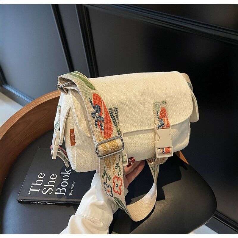 New Simple Canvas Niche Design Shoulder Large Capacity Flip Cover Handbag Fashion Trend Women's Crossbody Bag