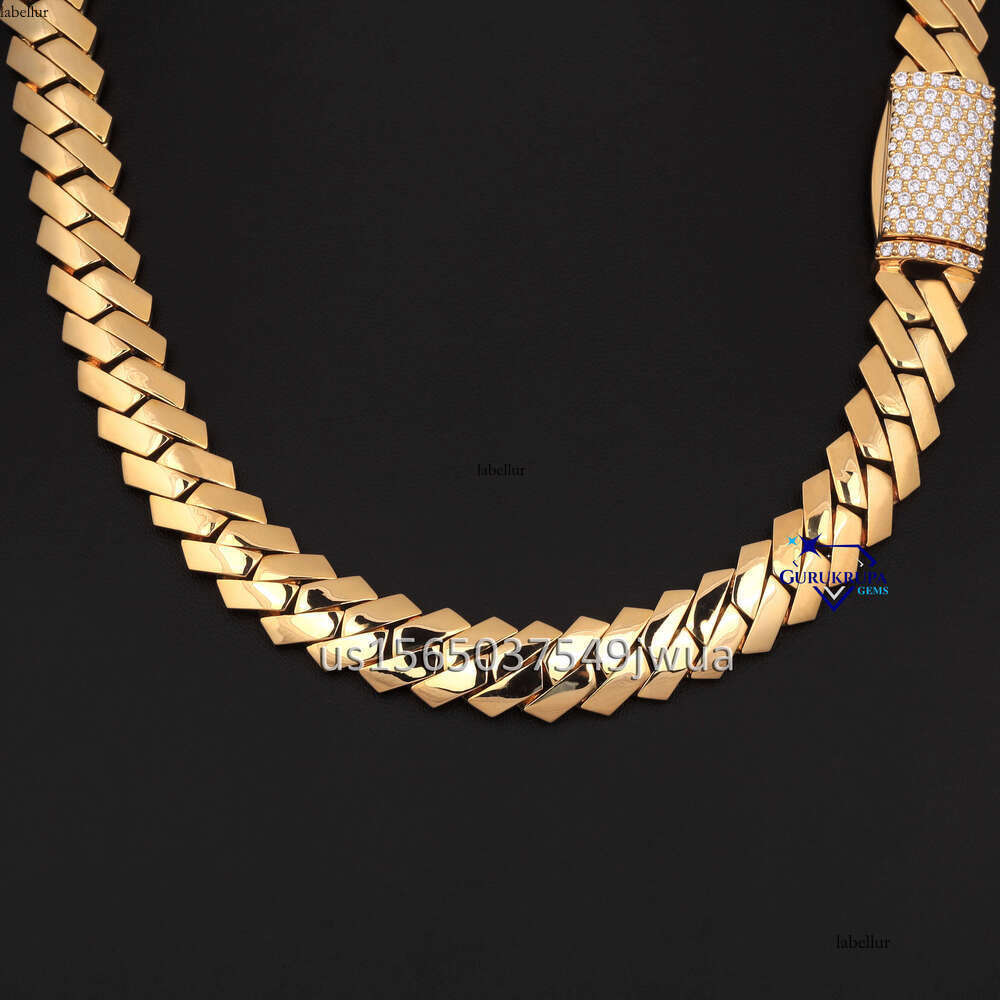 Luxurious Sterling Sier Quality Moissanite Cuban Chain Necklace Men's Fashion Hip-Hop Jewelry Gift