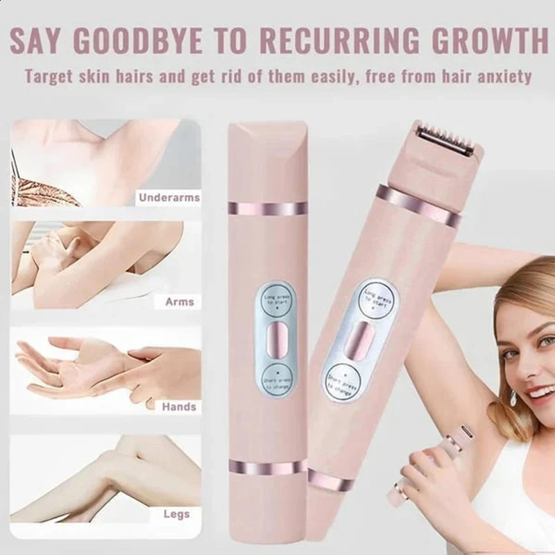 Double Head Electric Epilator For Bikini Leg 2-In-1 Womens Cordless Shaver Painless Body Hair Removal Waterproof Hair Trimmer 250805