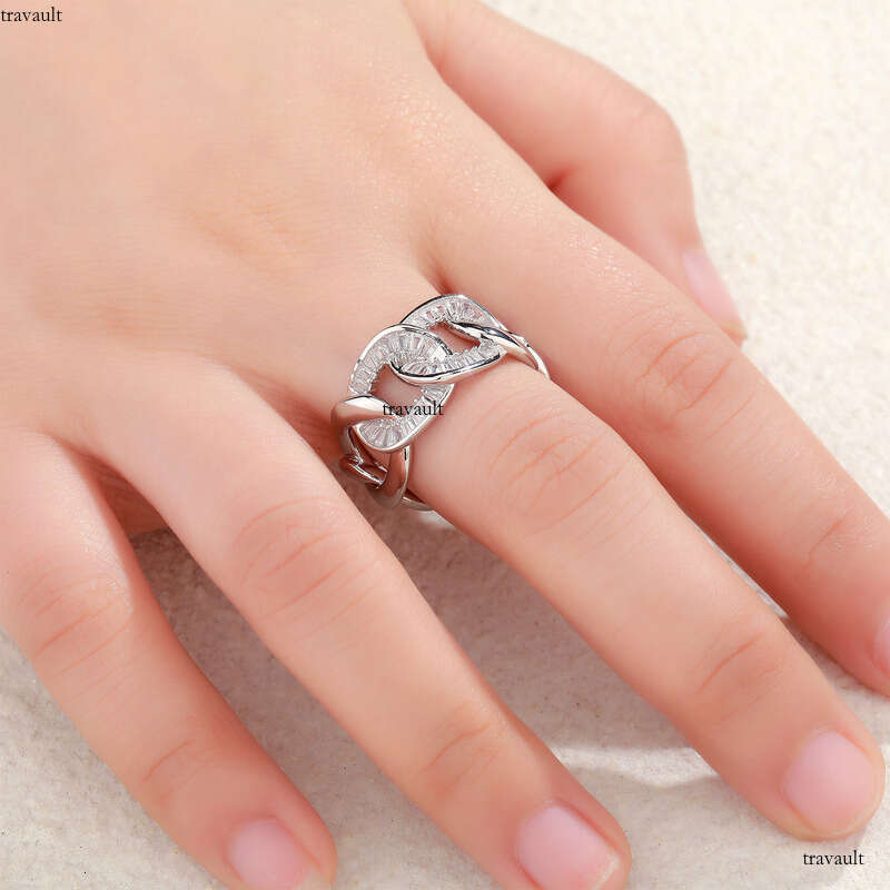 Trendy Disco Chain Hip-Hop Style Fashion Personality Zircon Open Finger Ring Ins Trend High-End Feel