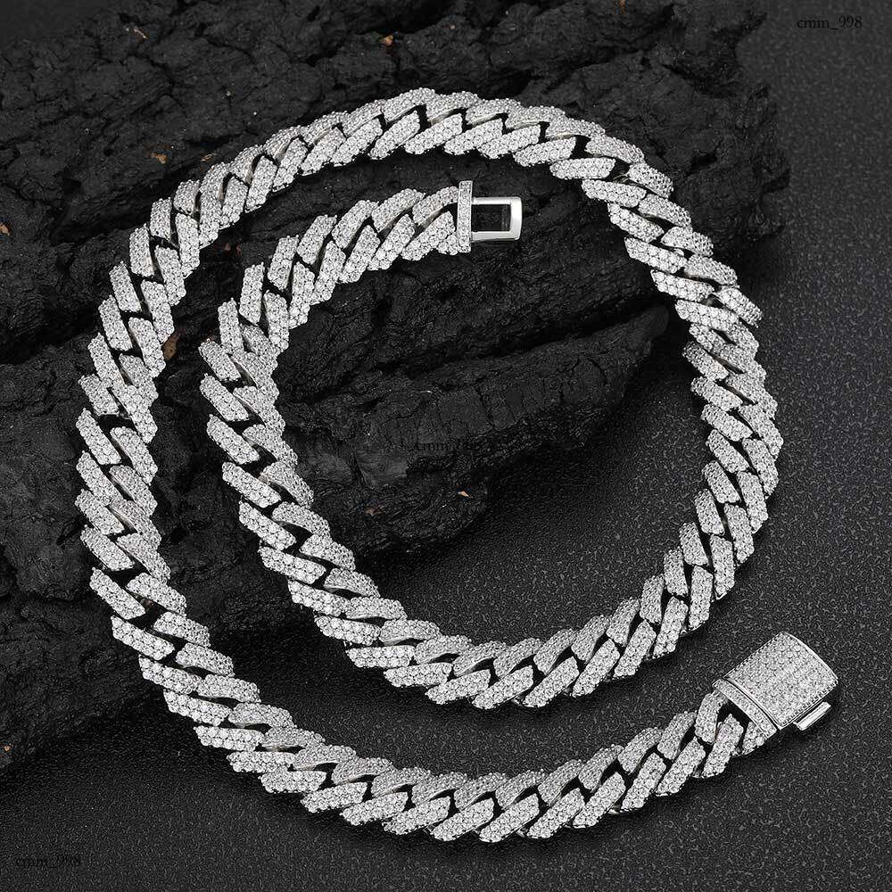 Hip Hop Jewelry Moissanite chain Trendy Brand 12mm Full Dia Rhombus Cuban Chain Men's Necklace