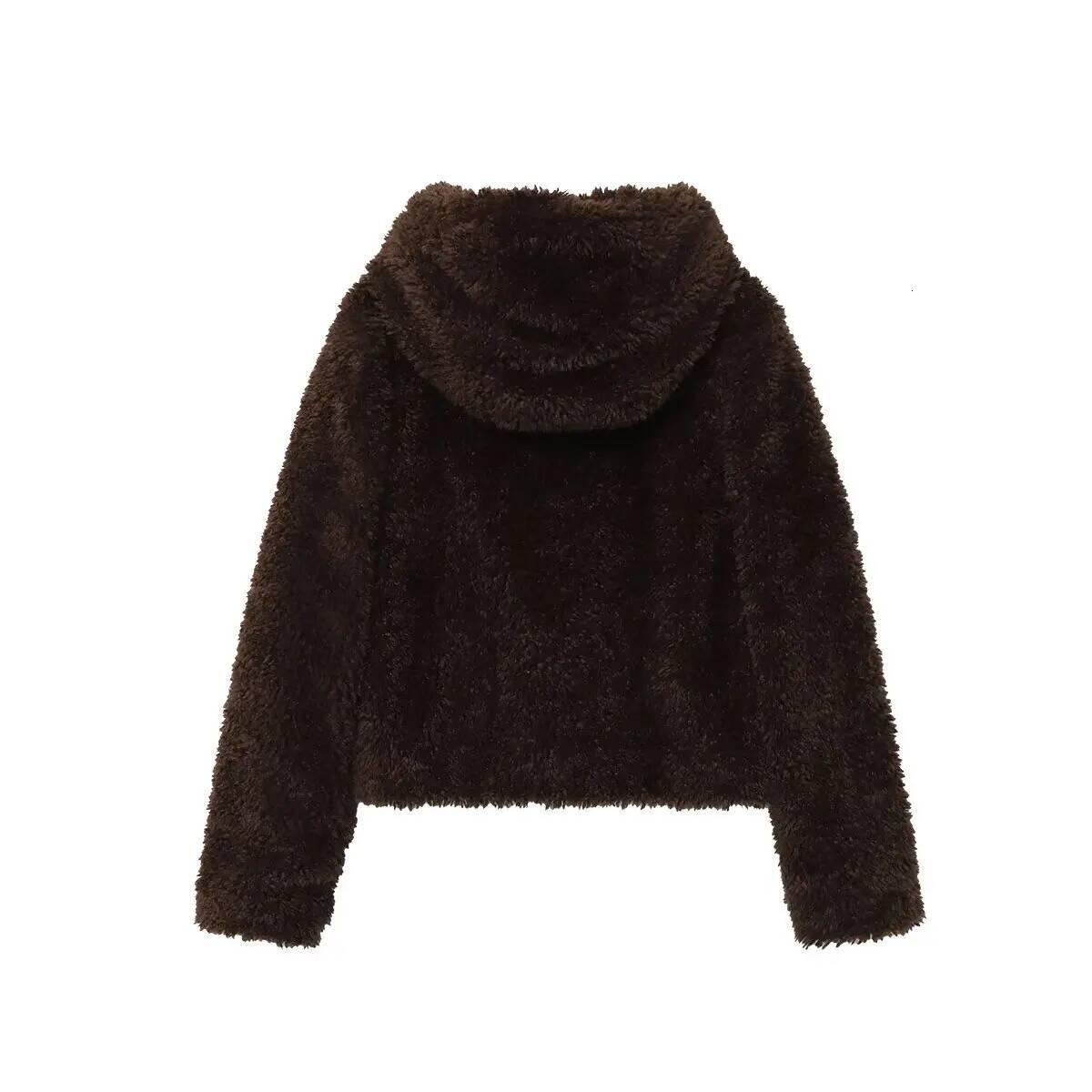 2025 AZRAF Fashion European And American Style Summer New Product Imitation Fur Hoodie Short Horn Button Coat Outerwear Mujer