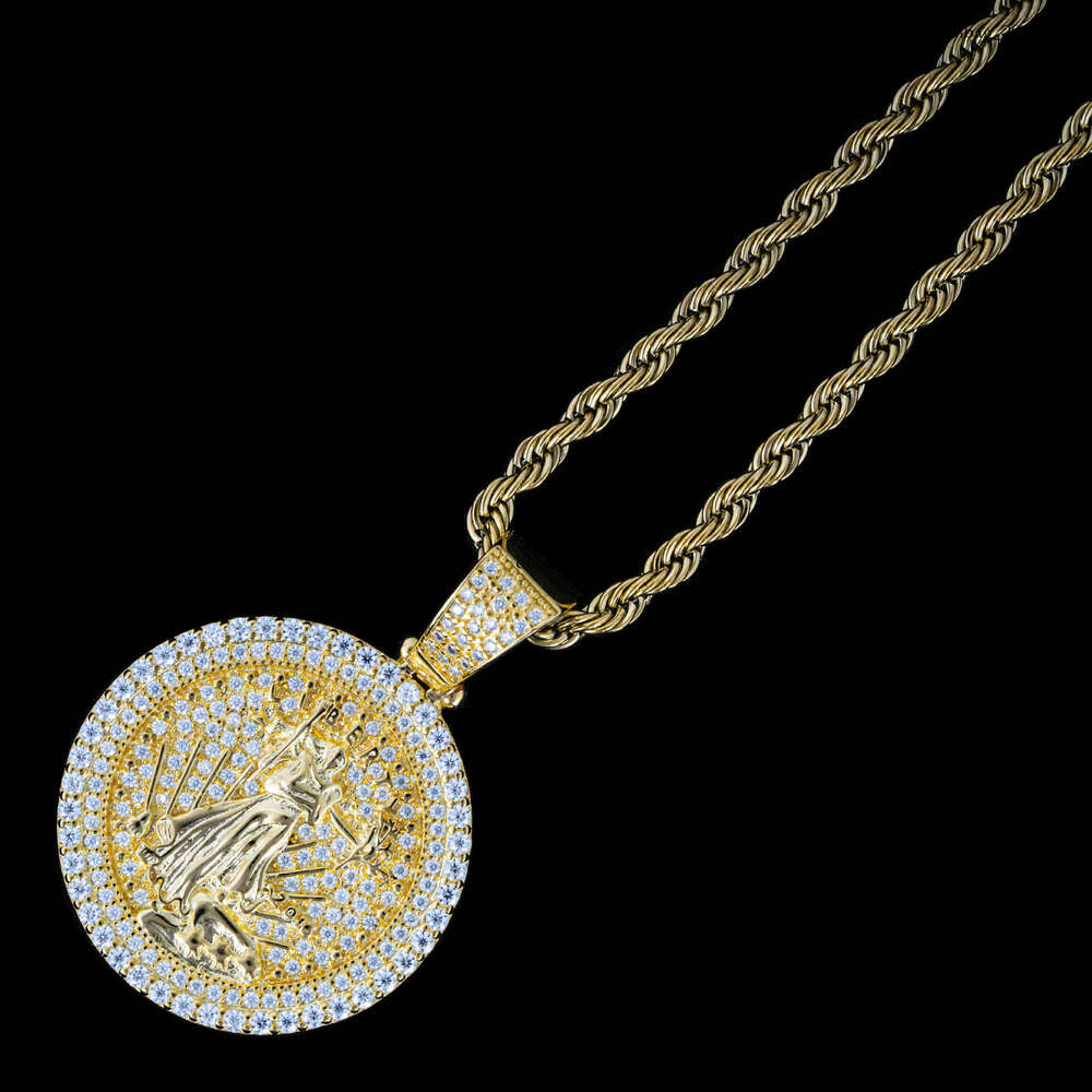 Hot Selling S Round Moissanite Full Inlay Hip Hop Men's Jewelry Pendant Can Wear 4MM Tennis Chain