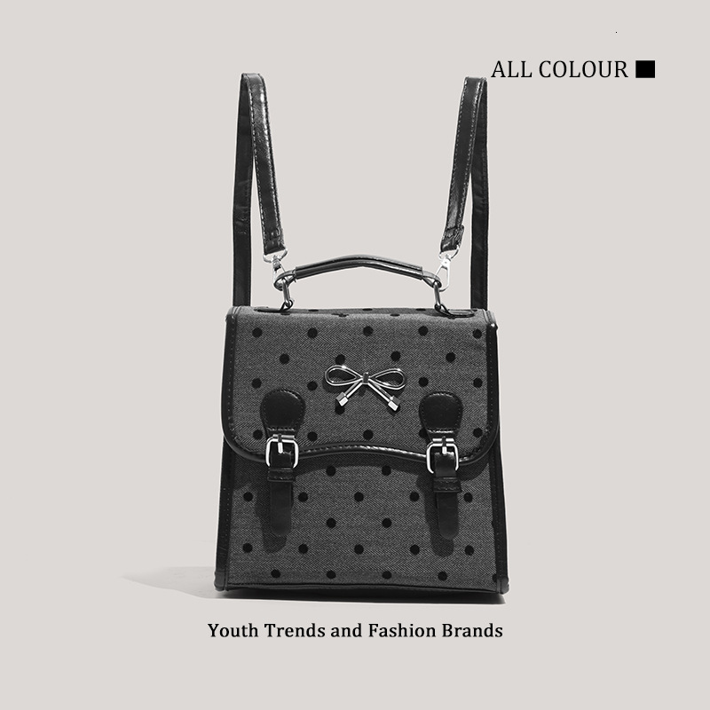 Academy Style Sail Dot Fabric Backpack 2025 New Korean Versatile Travel Casual Bag for Women ddmymoon
