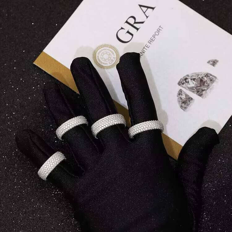 Yu Ying Full Set 5 Row Moissanite Pass Dia Test Sterling Sier Vvs Mossanite Hip Hop Mens Ring