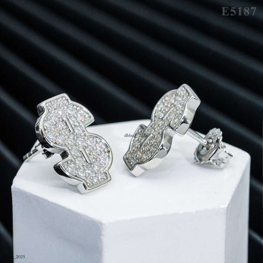 INS New Iced Out VVS Inlaid Moissanite Classic Letter Simple Stud Earrings Jewelry Wholesale